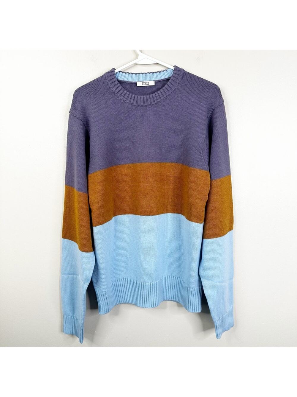 AYR The Yachty Sweater Mens Small Colorblock Merino Wool Cotton Pullover NEW
